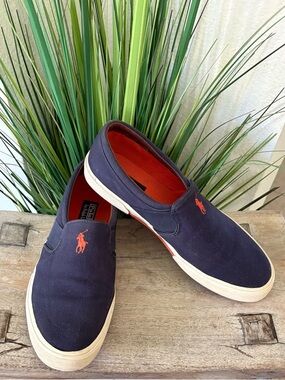 Polo Ralph Lauren Navy Canvas Slip-On Sneakers